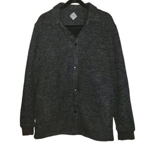 Fairplay Los Angeles Lined Fuzzy Knit Shirt Jacket in dark Charcoal sz L